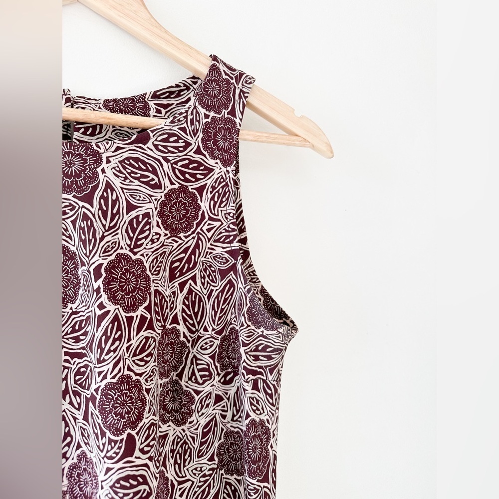 Vintage “Emblem” Floral Sleeveless Dress - Knee length - Burgundy Size: Medium - Picture 4 of 7